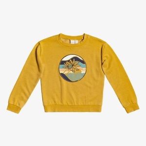 Roxy Mineral Yellow Palm Trees The River Sweatshirt. Big Girls Size Medium (10).